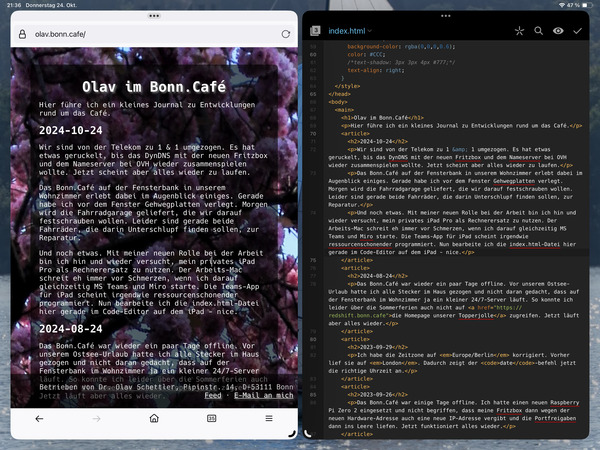 HTML im Code Editor auf dem iPad